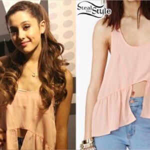 ASO Ariana Grande Nasty Gal Peach Peplum Crop Top
